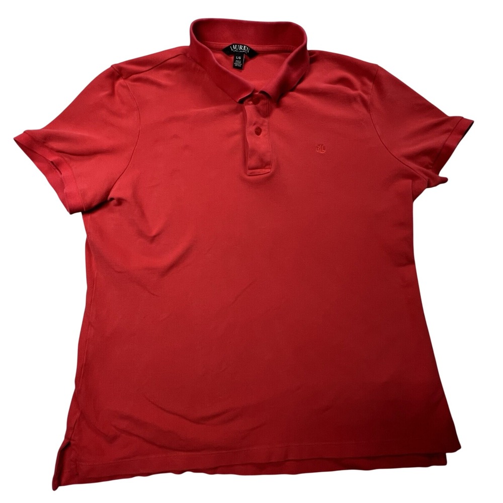 Lauren Ralph Lauren L Polo Shirt Womens Red Short Sleeve Embroidered Logo 0221